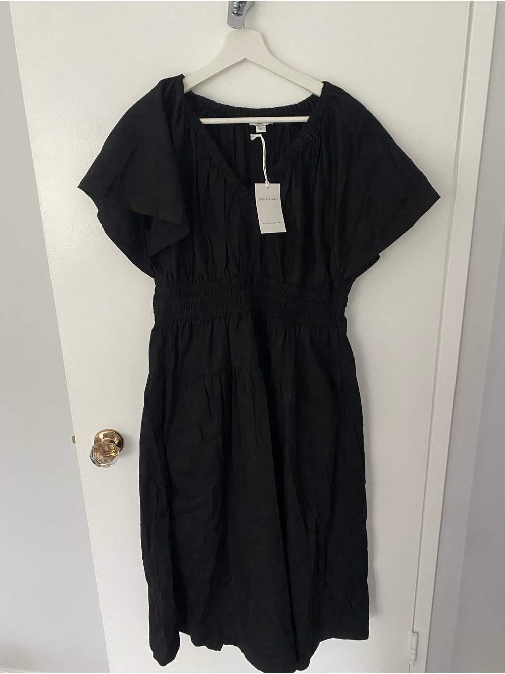 Black Midi Smocked Waist Dress - Unbranded